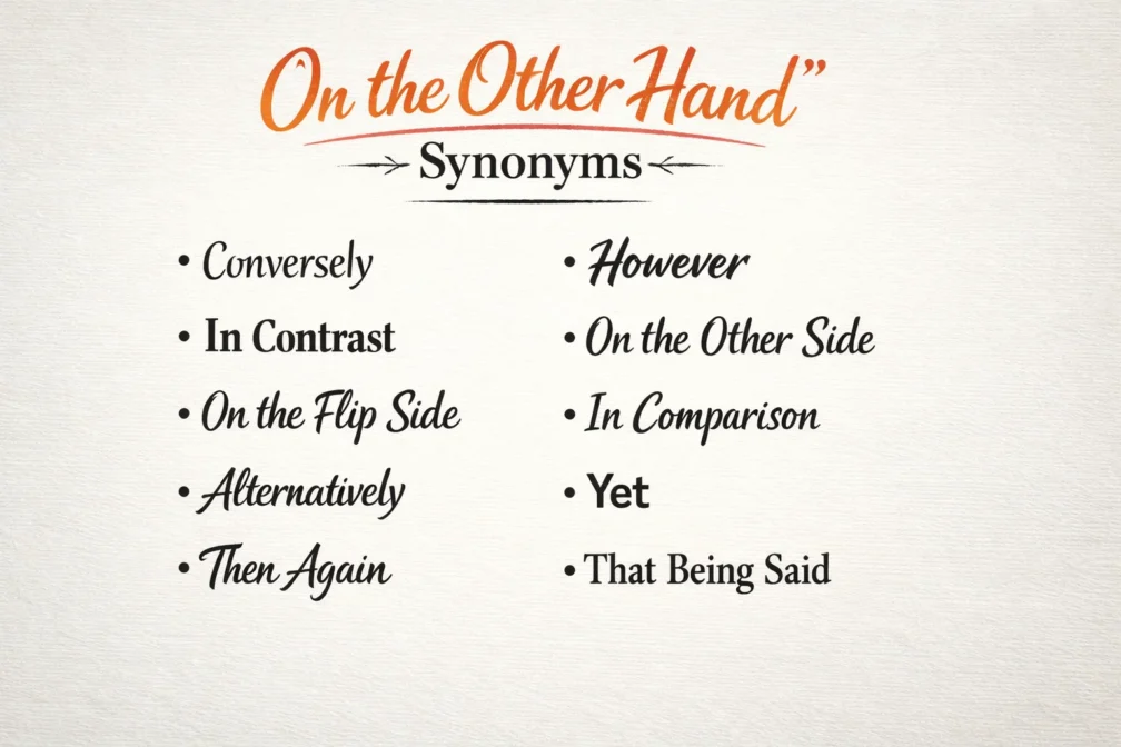 On the Other Hand Synonym